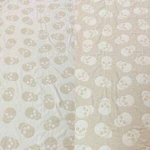 Skull Chenille Throw Blanket 51"x72" Reversible Ivory Beige Whimsigoth Envogue